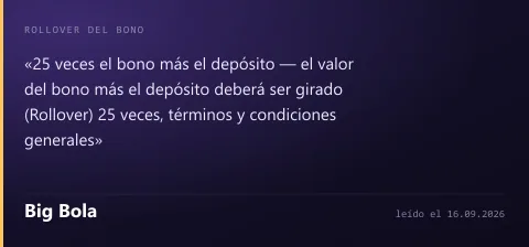 Ficha de Big Bola: permiso, depósito mínimo y plazo de pago según su propio sitio