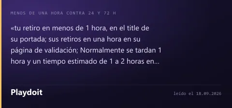 Ficha de Playdoit: permiso, depósito mínimo y plazo de pago según su propio sitio